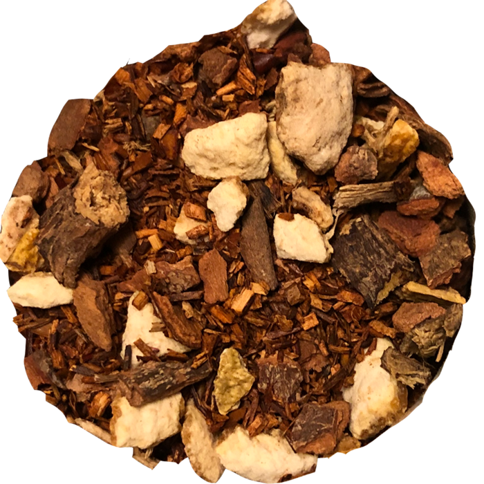 Autumn Chai Organic, Organic Red Rooibos, Organic Cinnamon, Organic Orange Peel, Organic Licorice Root, Organic Apple  