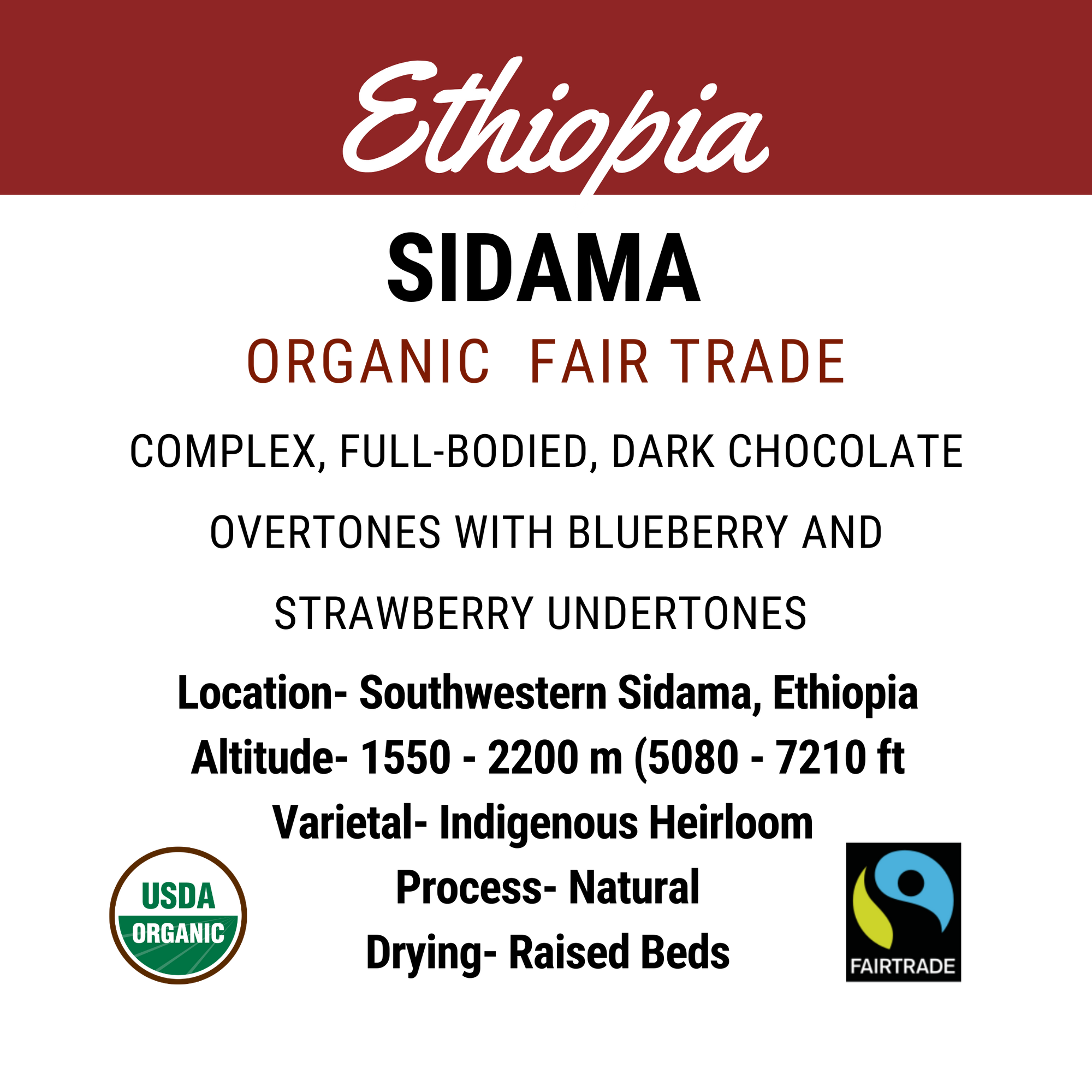 Ethiopia Sidama Fair Trade Organic (FTO)