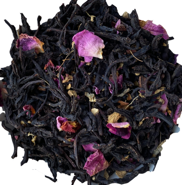 Hearth and Home Tea, Ceylon OP Black Tea, Organic Cinnamon, Organic Ginger, Organic Gingerbread flavor (cinnamon, ginger, allspice, nutmeg, alcohol-free), Organic Red Rose Petals